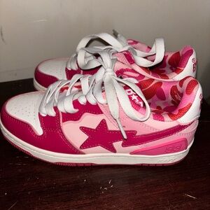 BAPESTA Pink and White Sneakers
